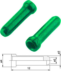 5er Set Jagwire 2,0mm Endhülse grün für Schalt/Bremszüge