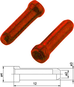 5er Set Jagwire 2,0mm Endhülse rot für Schalt/Bremszüge