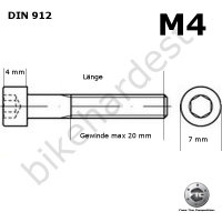Titanschrauben M4 x 12-60 konisch DIN 912 Grade 5