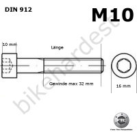 Titan Schraube M10 x 20-130 mm konisch DIN 912 Grade 5 Feingewinde 1.25