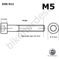 Titanschraube M5 x 8-50 konisch DIN 912 Grade 5 schwarz