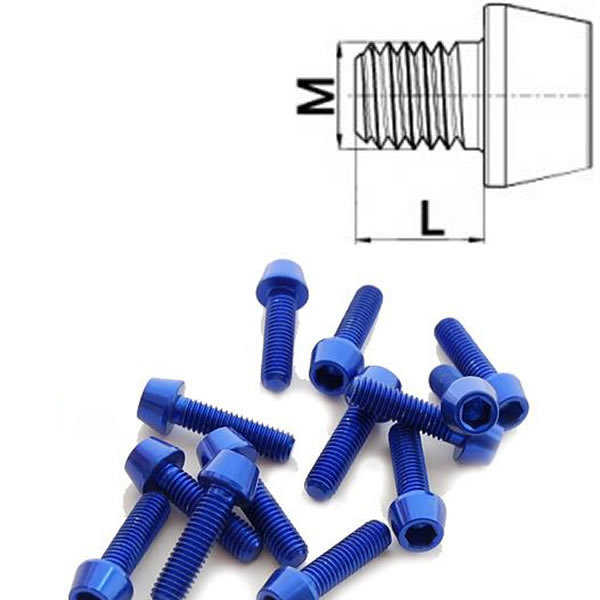 Aluminium Schrauben M5 x 10 - 50 konisch DIN 912 Al7075 blau